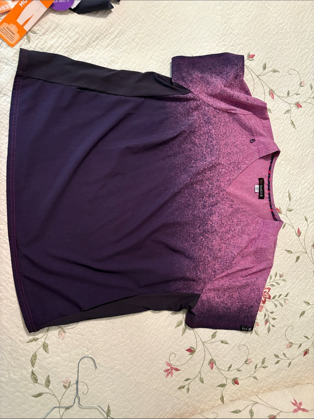 koi Purple Ombre V-Neck Scrub Top